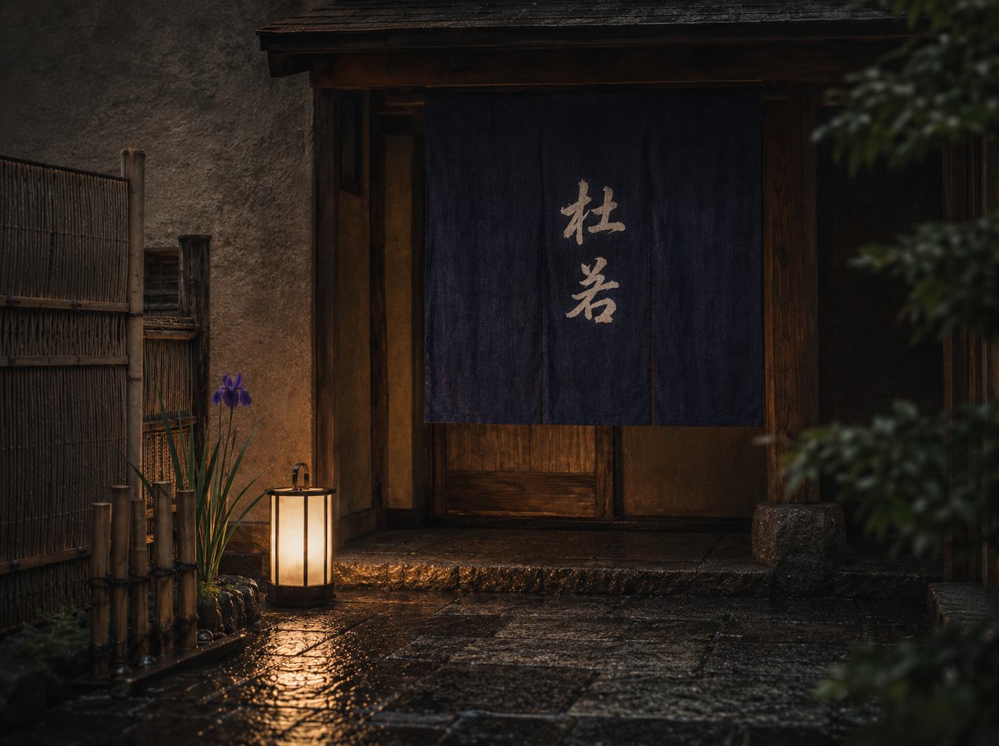 杜若の暖簾がかかる店構え